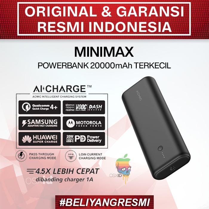 Powerbank 20000mAh ACMIC MINIMAX-20 SuperMini Fast Charging AiCharge