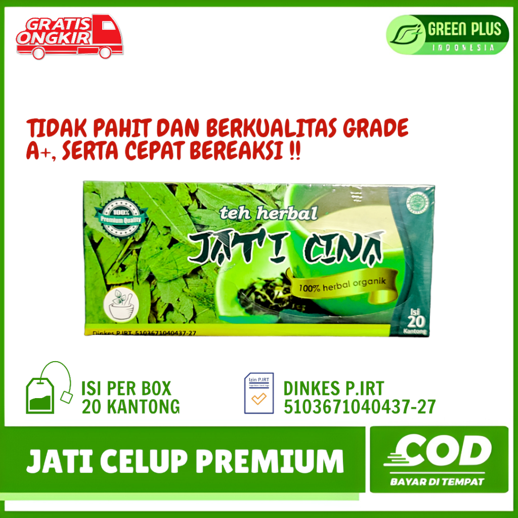 Teh Jati Cina Original 100% Pelangsing 20 Kantong Kualitas Grade A+ Premium Teh Jati Cina Celup