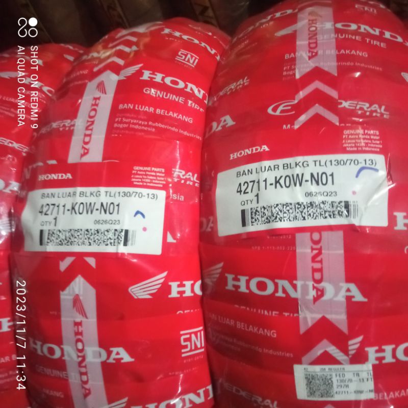 Ban luar tubeless Honda ADV 150 ADV 160 ukuran ban 130/70 ring 13 42711-K0W-N01 original Honda Genui