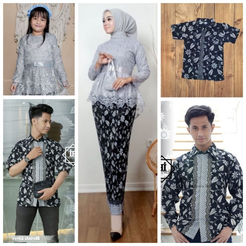 Couple Kebaya Sarimbit Keluarga Ibu Ayah Anak/Kebaya Kemeja Batik Modern