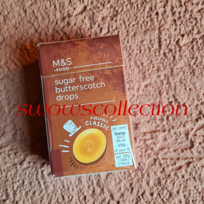 

M&S MARK MARKS & AND SPENCER SUGAR FREE BUTTERSCOTCH DROPS CARAMEL CANDY PERMEN KARAMEL