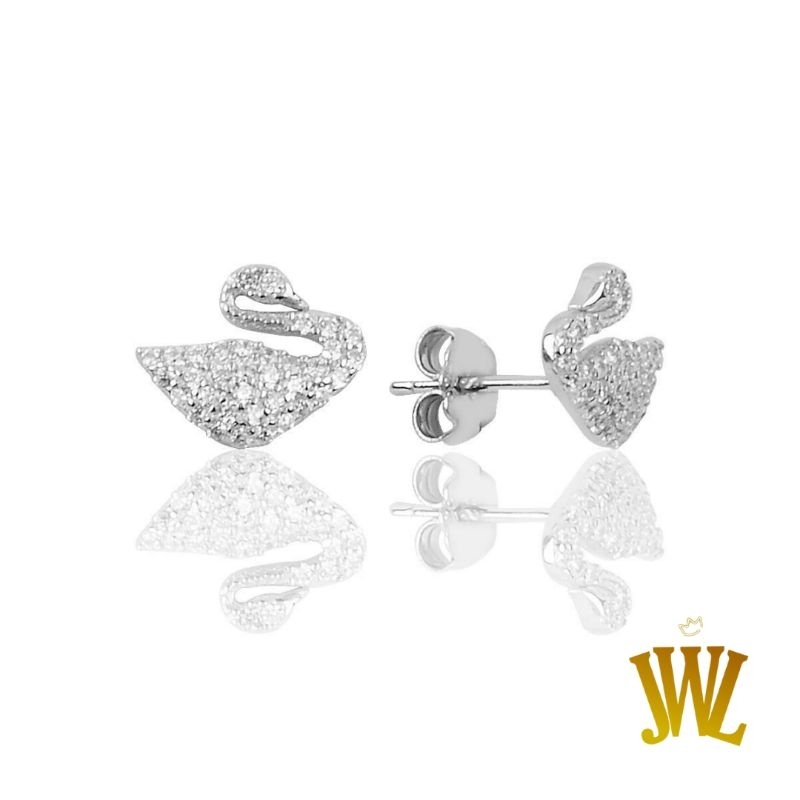 Jewellant - Anting Model Angsa Perak, Anting Wanita Perak Silver 925 Asli, Swan Model Earrings