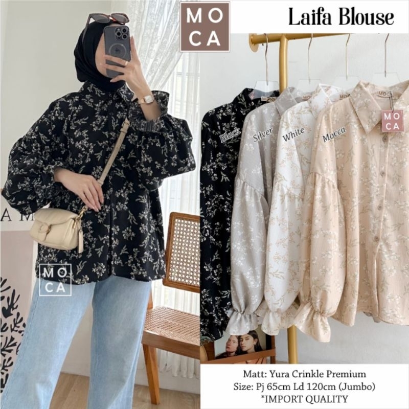 LAIFA BLOUSE LENGAN BALON CRINKLE YURA MOTIF 1211