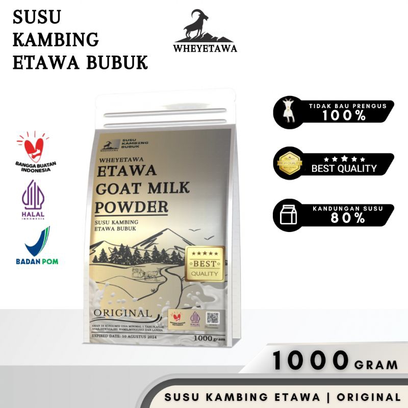 

Wheyetawa Susu Kambing Etawa Bubuk 1kg 1000gram Rasa Original Platinum Goat Milk Powder Drink Pasteurisasi Cair Natural Sehat Asli Terjamin