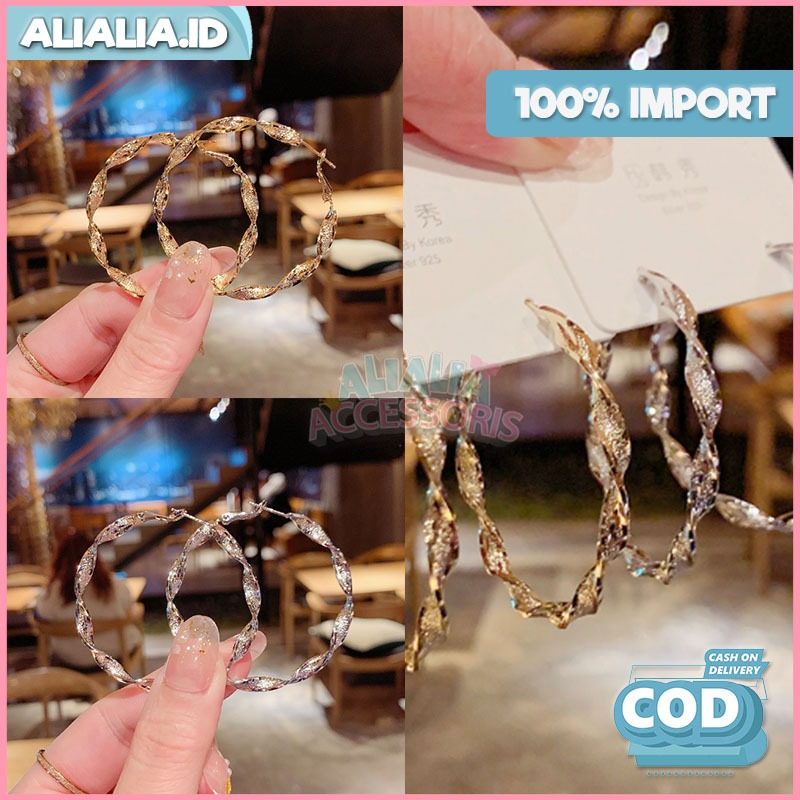 Anting Korea Wanita Anak Perempuan Giwang Fashion Retro Vintage Bulat Besar Gaya Elegant Aksesoris P