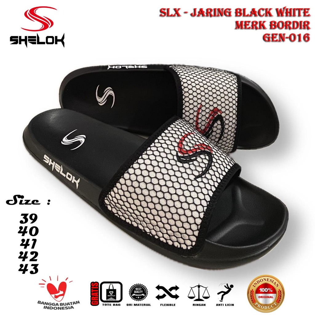 Sandal slop pria kekinian sendal slip on anti licin untuk Pria dan Wanita Original Motif jaring logg