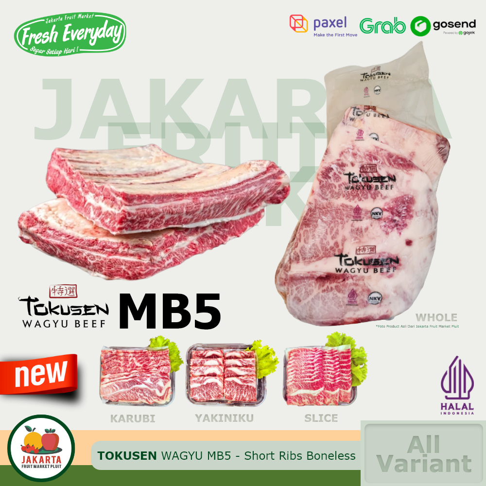

TOKUSEN WAGYU SHORT RIBS MB5 ALL CUT Whole Karubi Yakiniku Slice Daging Sapi Halal