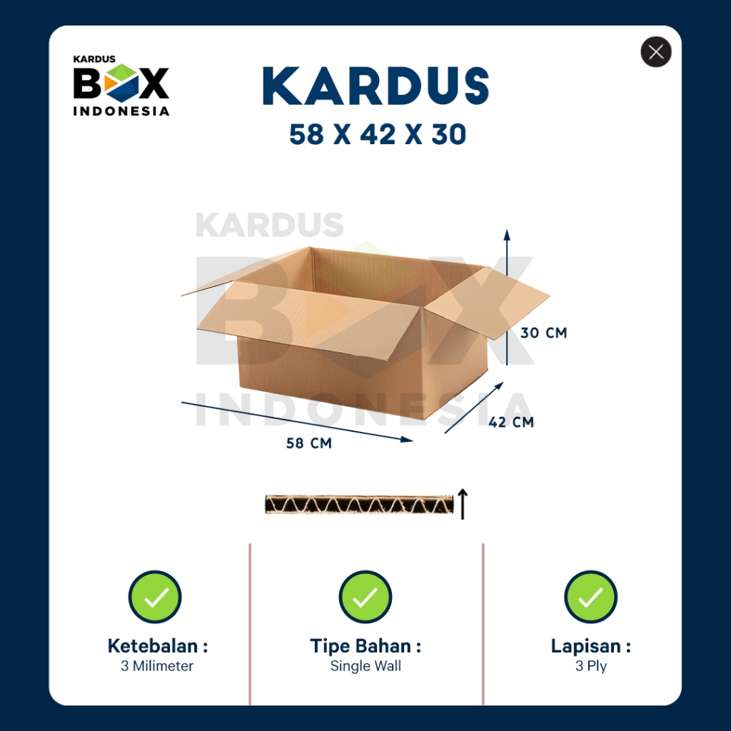 

Packing Kardus Karton Box Pindahan 58cm x 42cm x 30cm Box Polos
