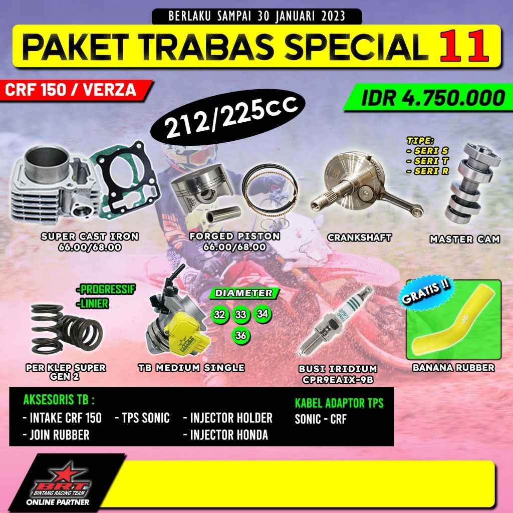 PAKET BORE UP CRF 150 | VERZA | BRT