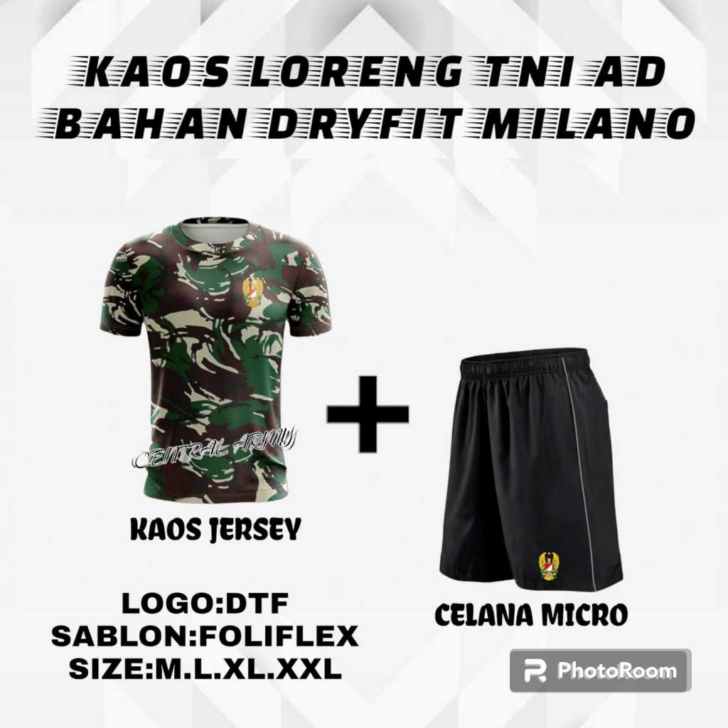 kaos jersey loreng TNI AD Kaos Loreng TNI Baju Loreng TNI bahan DRYFIT MILANO