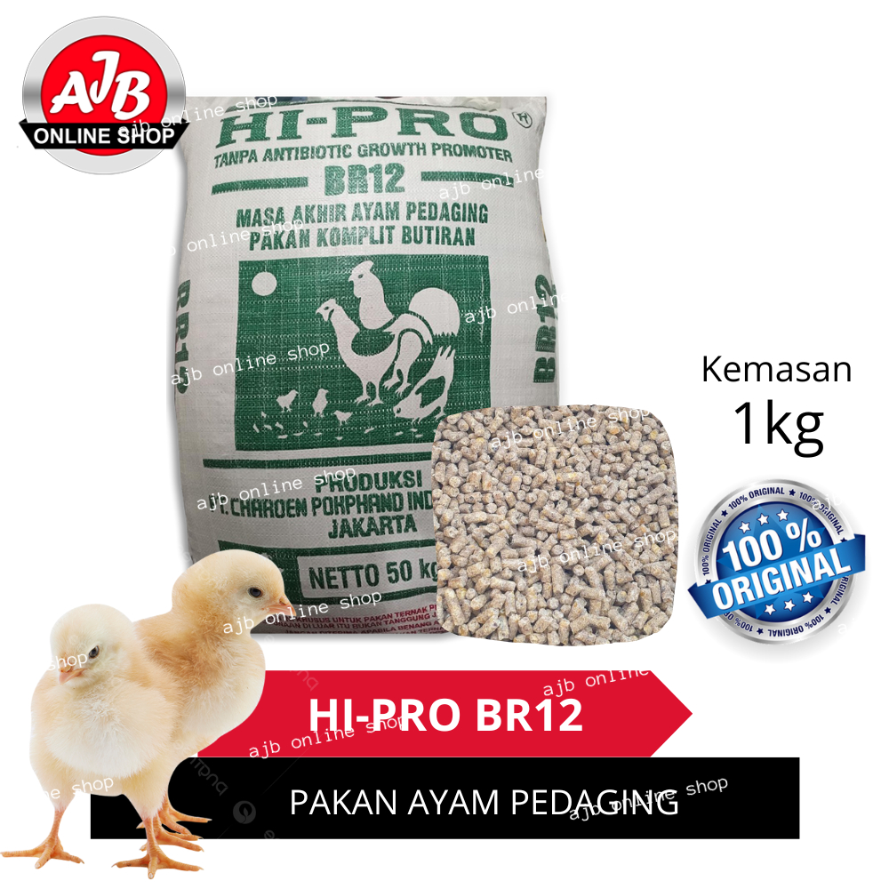 BR12 Pelet Pakan Ayam Hi Pro Umur 21 hari Panen Kemasan Repack 1kg