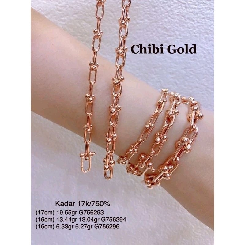 gelang tangan emas Ti emas 750 kadar 17k - CHIBI gold