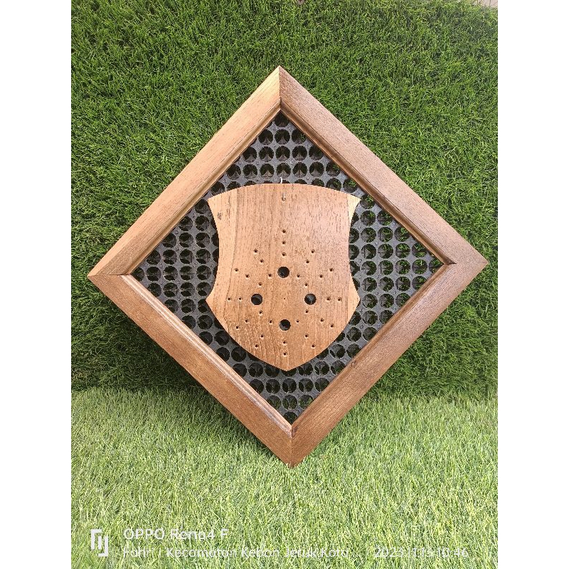 frame tanaman platycerium bahan drainase cell dan kayu jati solid