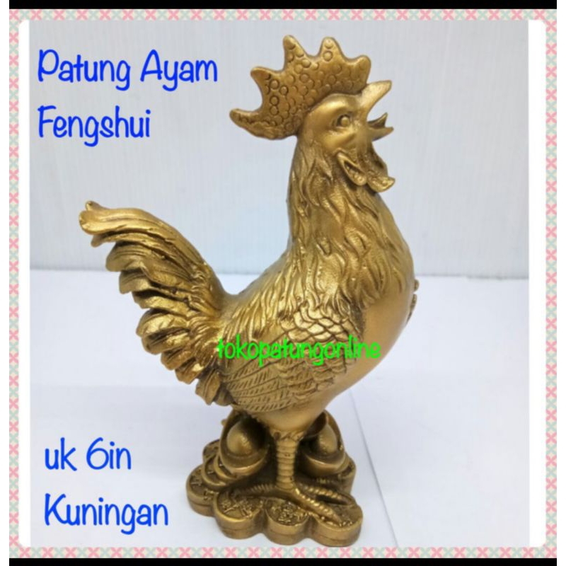 Patung Ayam Kuningan Fengshui