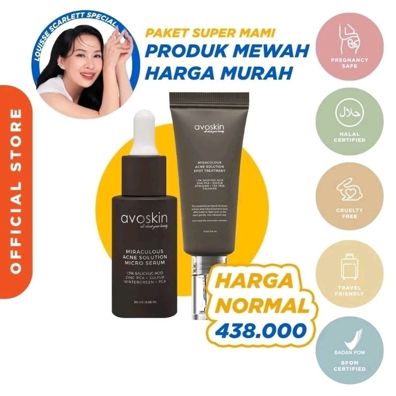 ( HOT BUNDLE + GRATIS PRODUK LAIN ) ORIGINAL PAKET AVOSKIN Miraculous Acne Spot + Serum | Penghilang