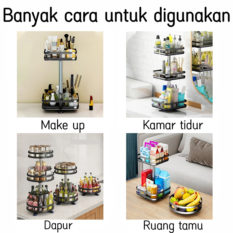 Rak Bumbu Dapur 3 Susun 360 Derajat Stainless Rotate Kitchen Spice Rak Dapur Serbaguna Kitchen Spice Rack Organizer