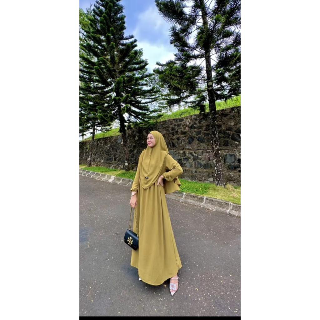 GAMIS SYAR'I SET KHIMAR CRINKLE AIRFLOW PREMIUM/AMIRA SYARI SET HIJAB