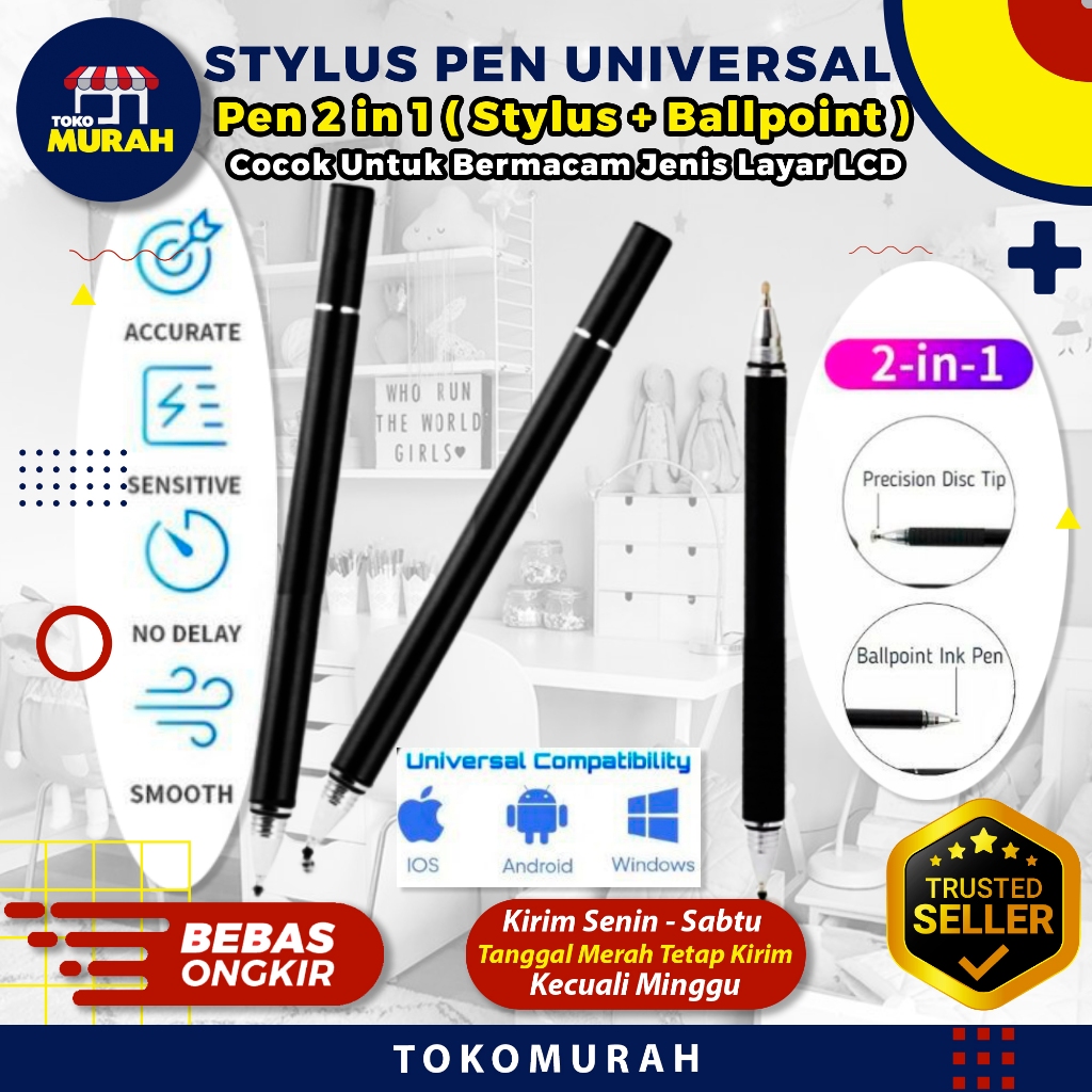 Pen Stylus Universal 2in1 Capacitive Stylus Pen for iOS Android SAMSUNG XIAOMI HUAWEI OPPO VIVO TABLET