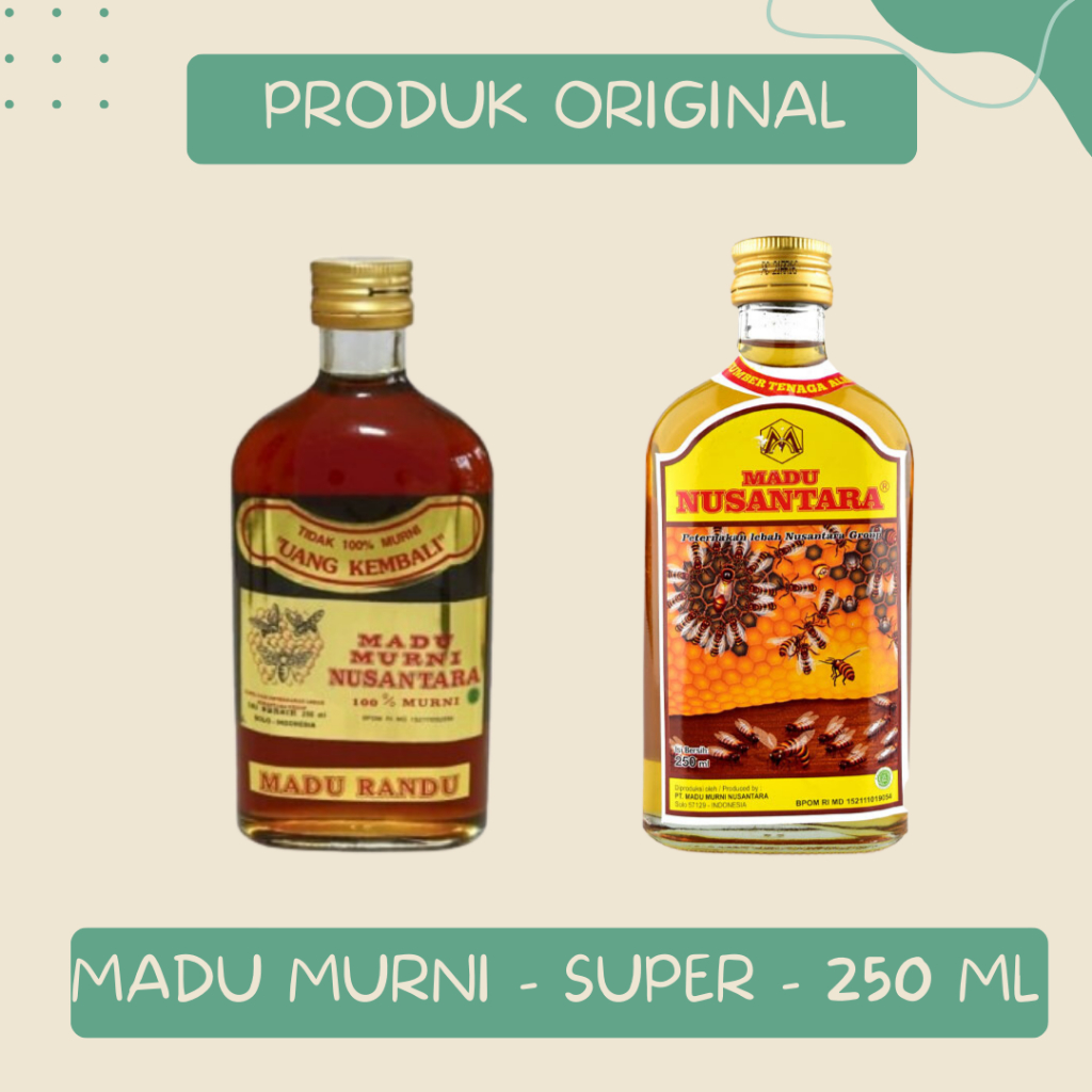 

KEMASAN 250 ML - ORIGINAL - MADU SUPER / MURNI - MADU NUSANTARA - MADU ORIGINAL - MADU MURNI 100% - MADU SUPER DENGAN ROYAL JELLY