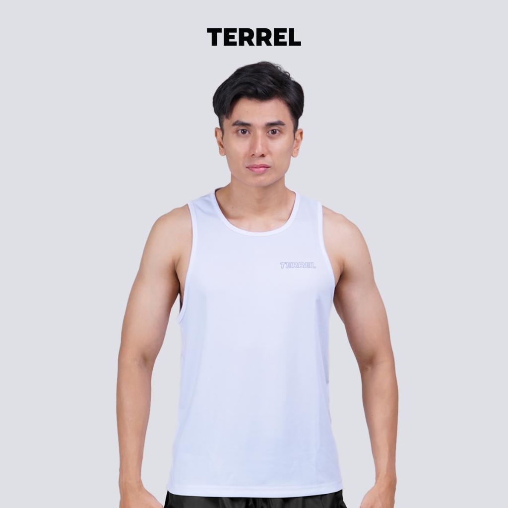 Terrel sportswear Basic Tanktop White Sleeveless baju atasan tanpa lengan kaos olahraga dry fit  pri