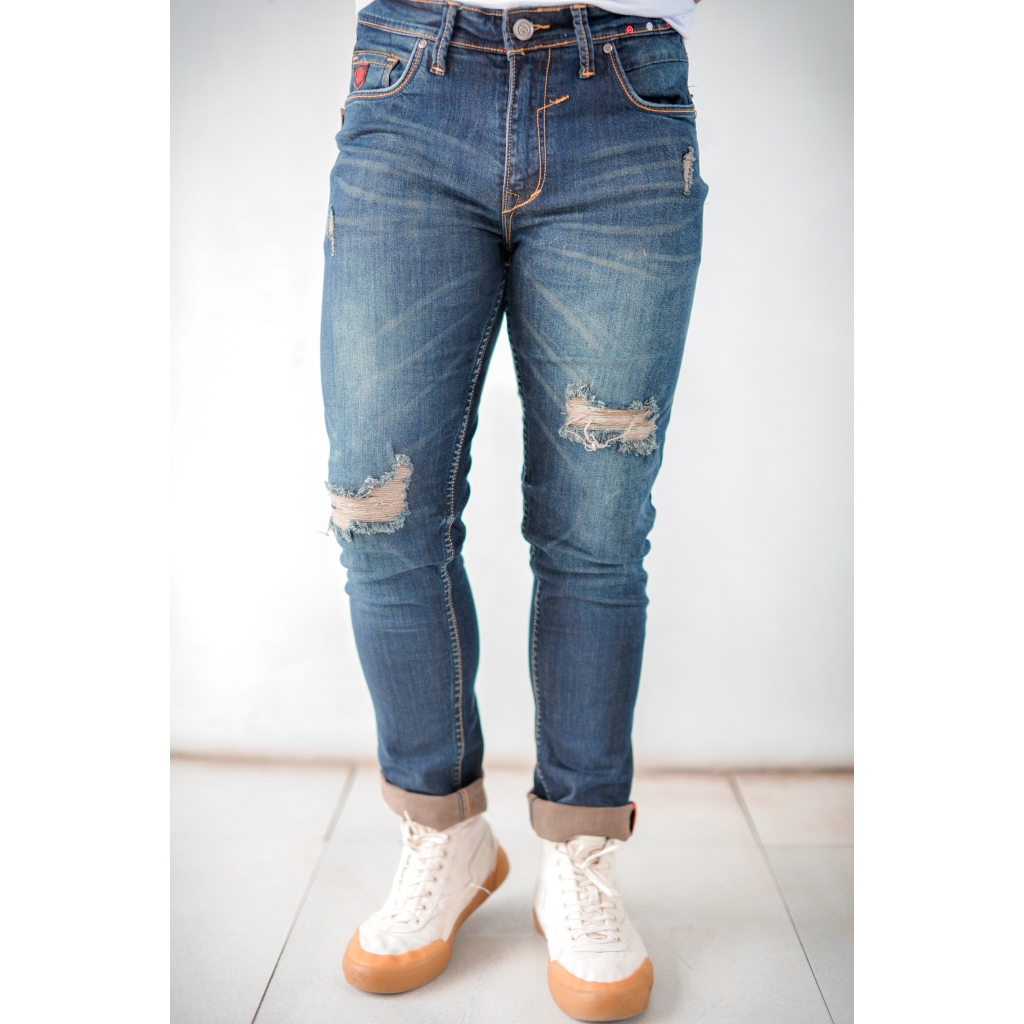 celana panjang jeans pria sobek extrim stretch  slimfit jack marco