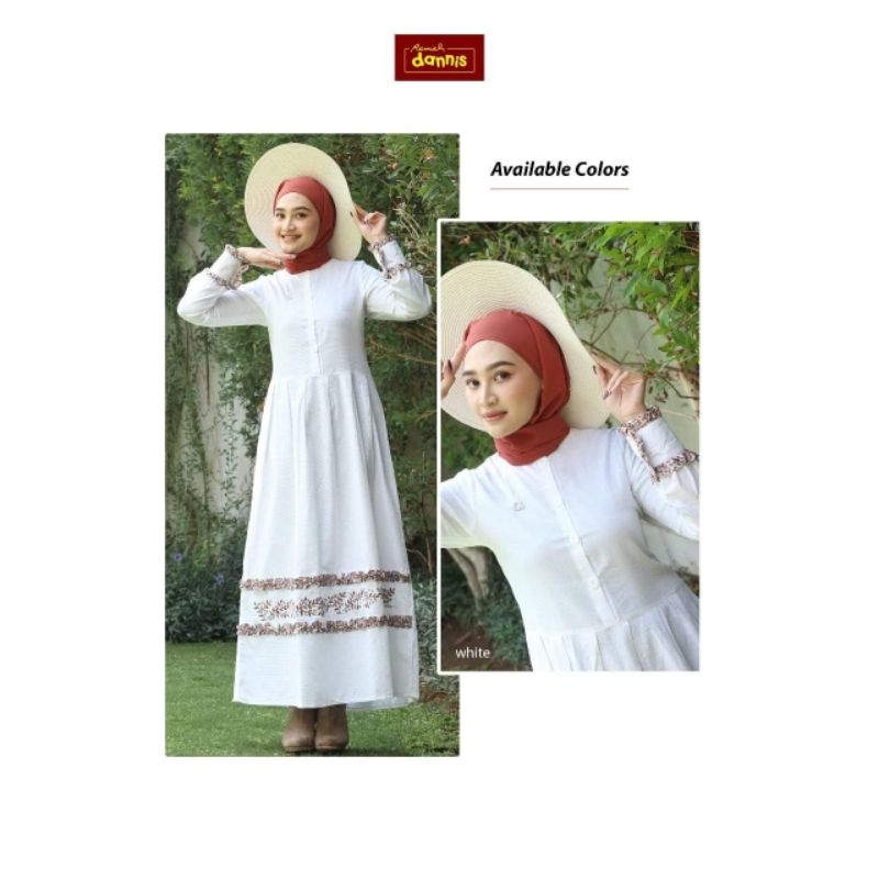 Terbaru Gamis Ihkrom DANNIS A230808 White & Black Gamis Putih Hitam