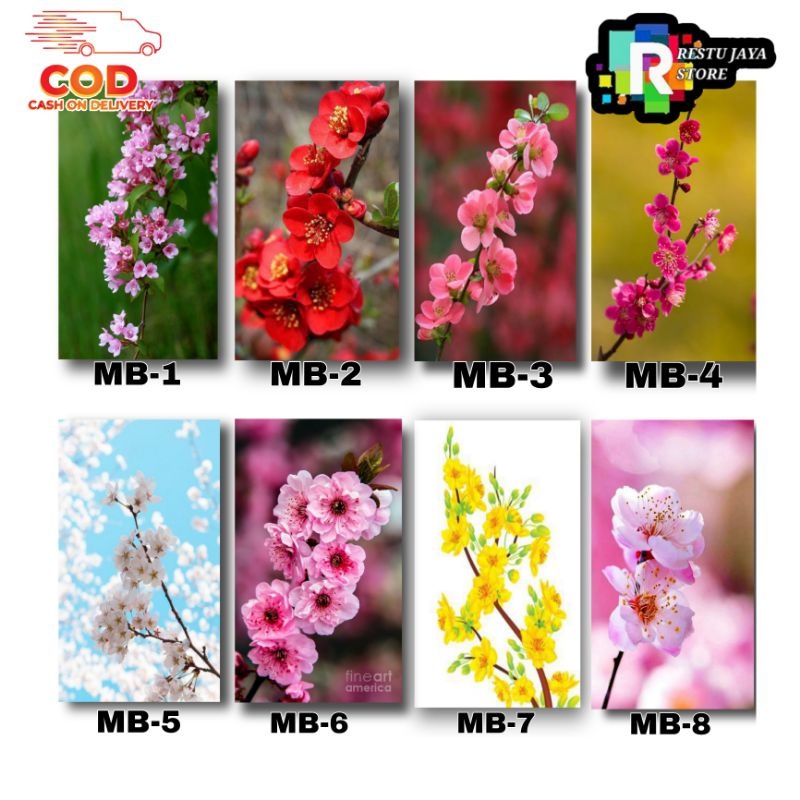 Pajangan Gantung Dekorasi Dinding Estetik Gambar HD Bunga Sakura - Wall Dekor - Hiasan Dinding Ruang