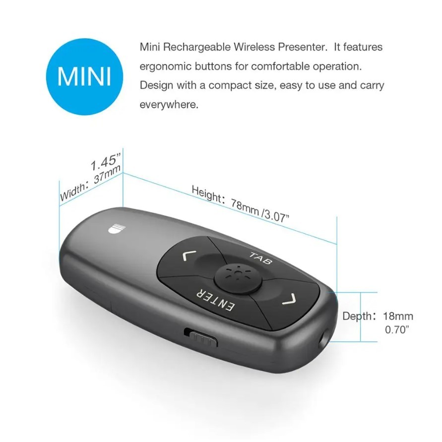 Remote Laser Presentasi Wireless PPT USB C Red Light 2.4Ghz 100m| Laser Presentasi USB Receiver