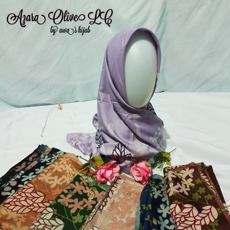Azara Olive LC // Hijab Motif Bunga // Hijab Orang Dewasa