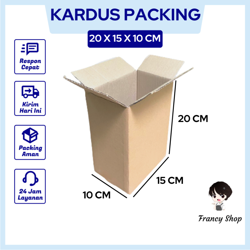 

Kardus Box Ukuran 20x15x10 cm Kotak Packing Packaging Polos