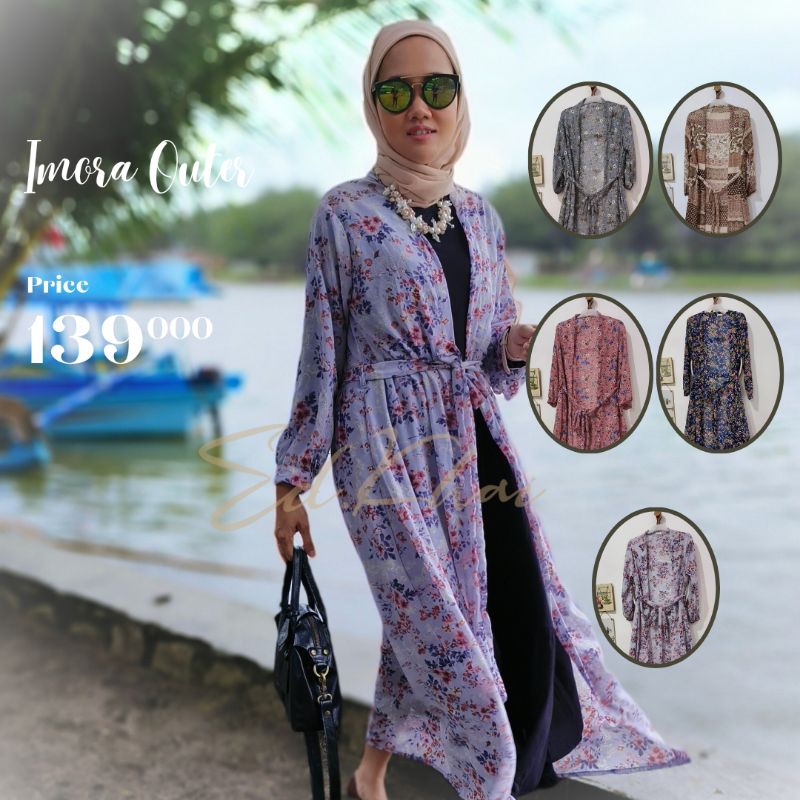 pakaian luaran wanita long cardigan bigsize imora kimono 2in 1 outer jumbo motif