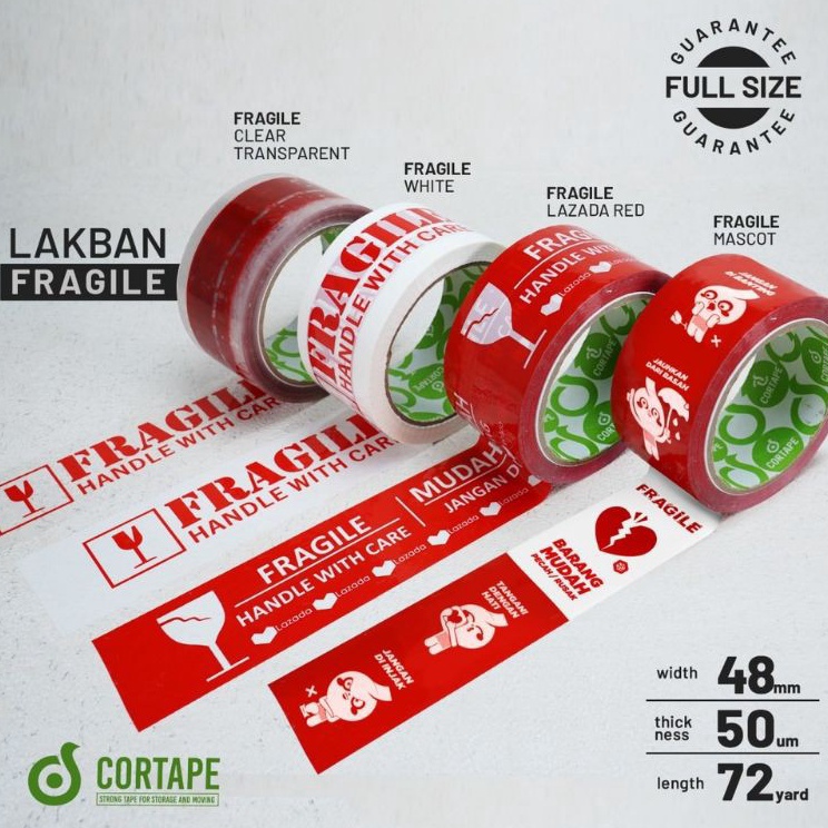 

Ready stock LAKBAN FRAGILE MERAH - HANDLE WITH CARE untuk PACKING DAN PENGIRIMAN 48MM satuan
