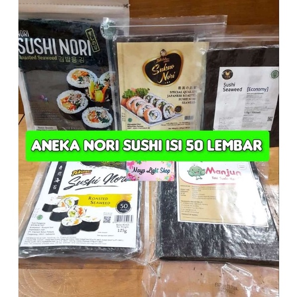 

←➲❊✩ Nori sushi 50 lembar manjun tokinori sakao sushi nori halal murah kimbap bento onigiri seaweed rumput laut gimbap Model Terkini