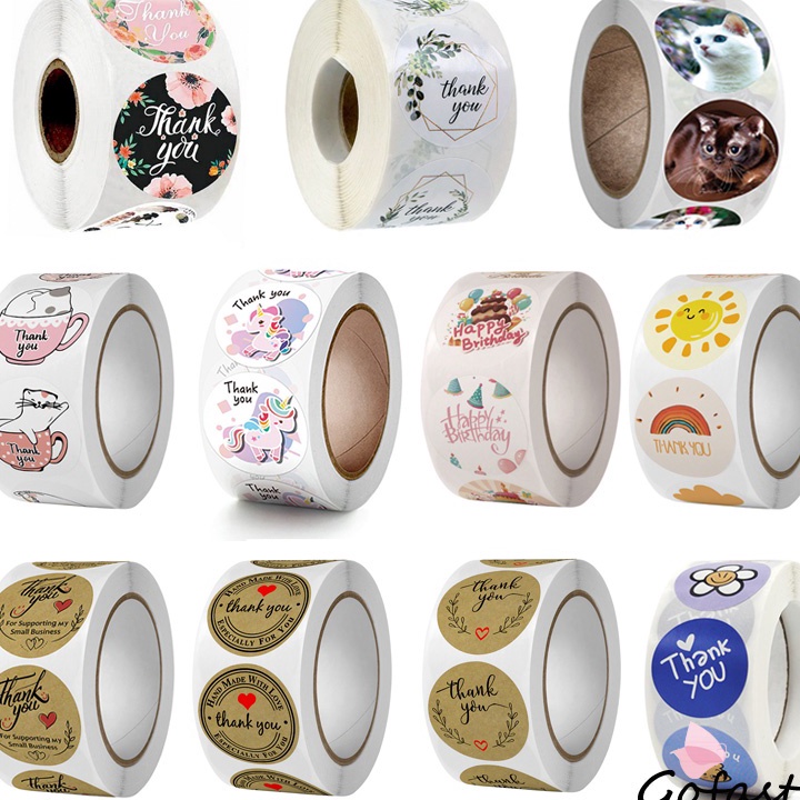 

➼➳✿✯ 500 pcs / 1 roll stiker terima kasih / stiker thank you / aksesoris / label / Ulang Tahun / stiker G