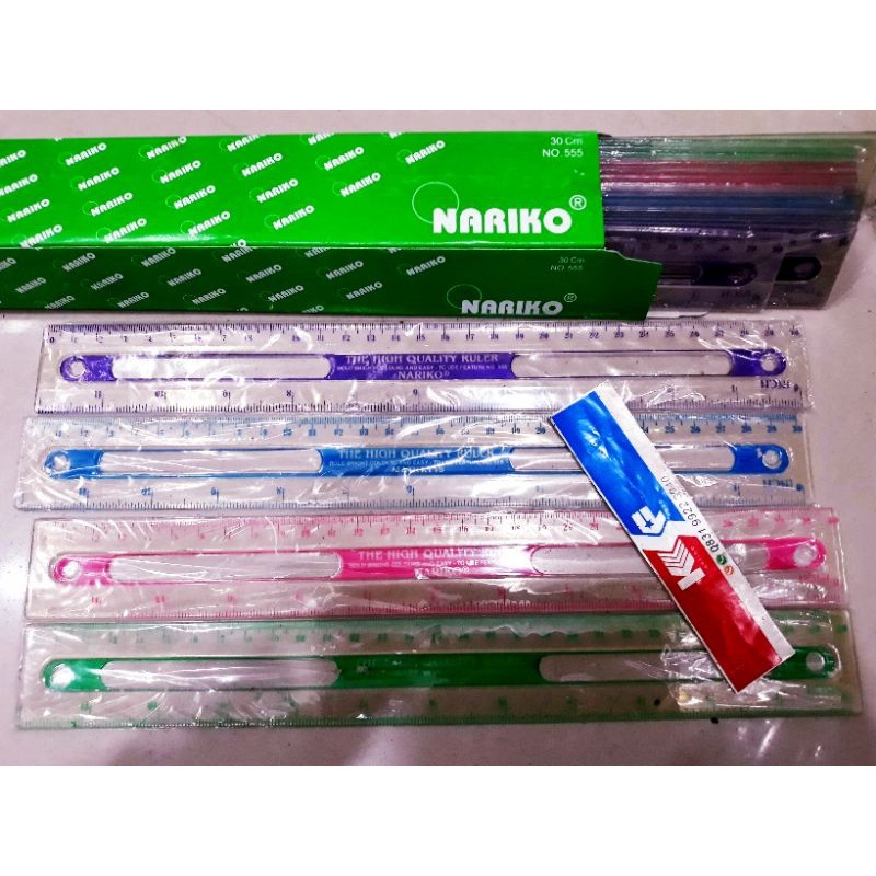 

PENGGARIS PLASTIK NARIKO RULLER PLASTIK 4 warna ISI 12PCS