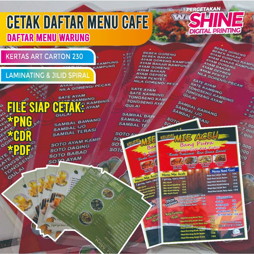 CETAK DAFTAR MENU CAFE/ DAFTAR MENU WARUNG/ BUKU MENU CAFE/ BUKU MENU WARUNG