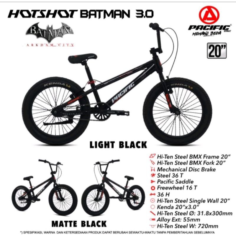 Sepeda BMX Anak Dewasa 20 inch Pacific Black Jazz&HOTSHOT Batman 3.0 Ban 3.0