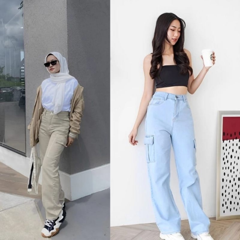 Celana Kulot Cargo Cewek Kekinian - kulot Cargo - Kulot Cargo highwaist