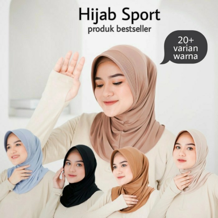 Paket 6 pcs Jilbab Sport Jersey Bisa Pilih warna