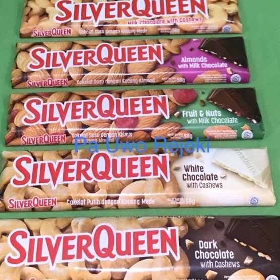 

XPKZ0595 Jangan Sampai Kehabisan!!! Silverqueen 58gram/55gram cashew almond Fruit&nut dark white