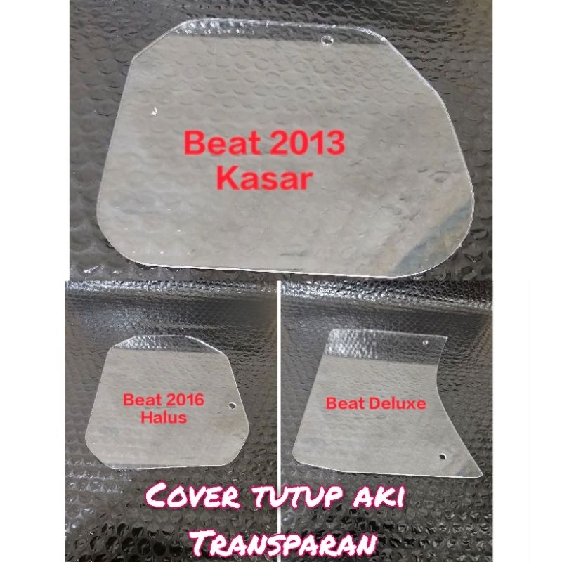 Cover tutup aki bening transparan bahan akrilik 3 mili motor beat deluxe beat 2013 & beat 2016