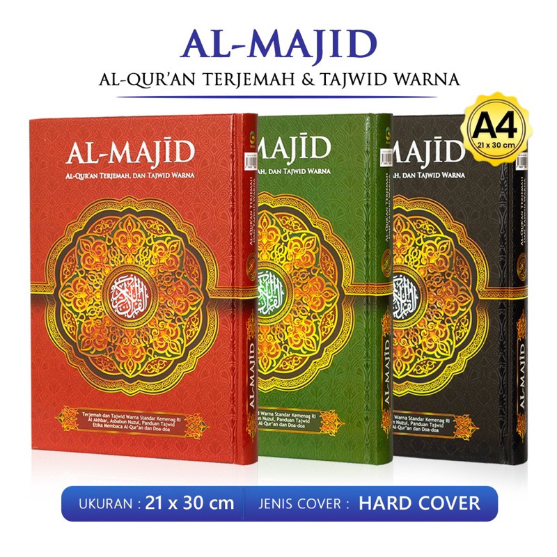 Alquran Besar Al Majid A4, Alquran Terjemah Tajwid Warna Almajid Ukuran Besar A4