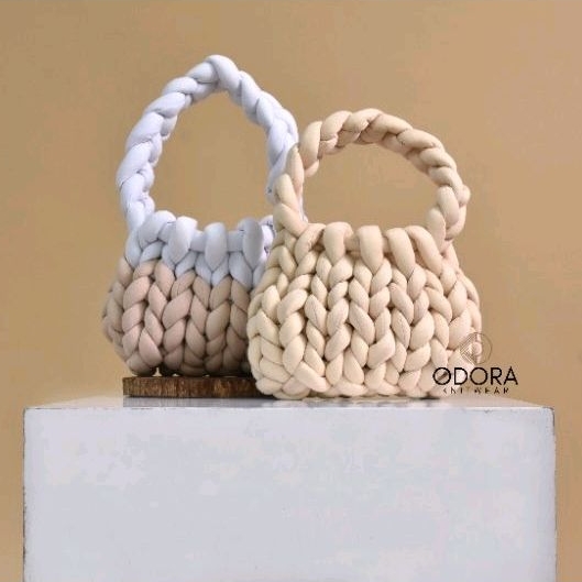 Puffy Bag dengan Inner / Size Besar / Tas Rajut Handmade / Fluffy Bag / Mandu Bag