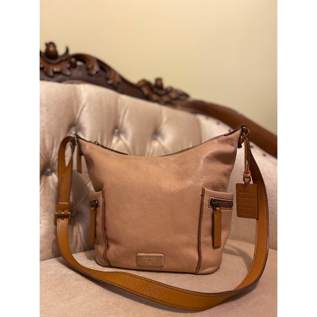 TAS FOSSIL EMERSON HOBO Peach PRELOVED