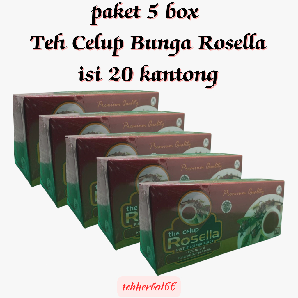 

paket Hemat 5 box Teh Celup Bunga Rosella isi 20 kantong