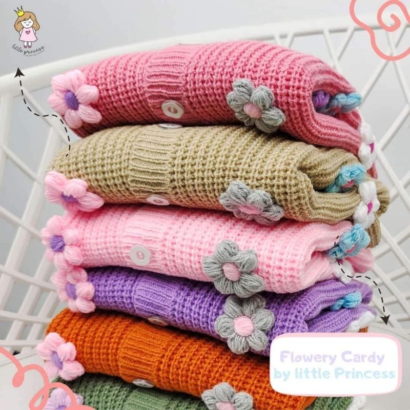 Cardigan Rajut Anak Perempuan/Cardigan Rajut Halus/Cardigan Rajut Premium/Cardigan Flowery