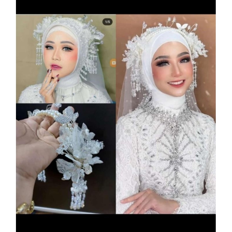 Headpiece bando pengantin hijab/aksesoris wedding crown tiara