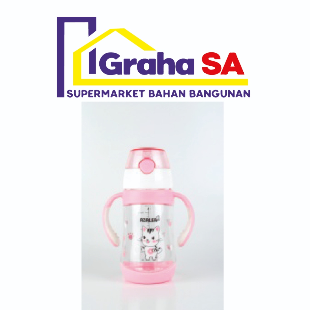 AZALEA (C) 9928-2 PINK WATER BOTTLE W/ HANDLE & STRAW