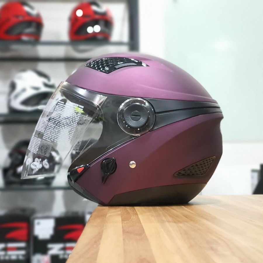 HELM ZEUS 610 PURPLE ZS 610 FSPUR HELM HALF FACE DOUBLE VISOR