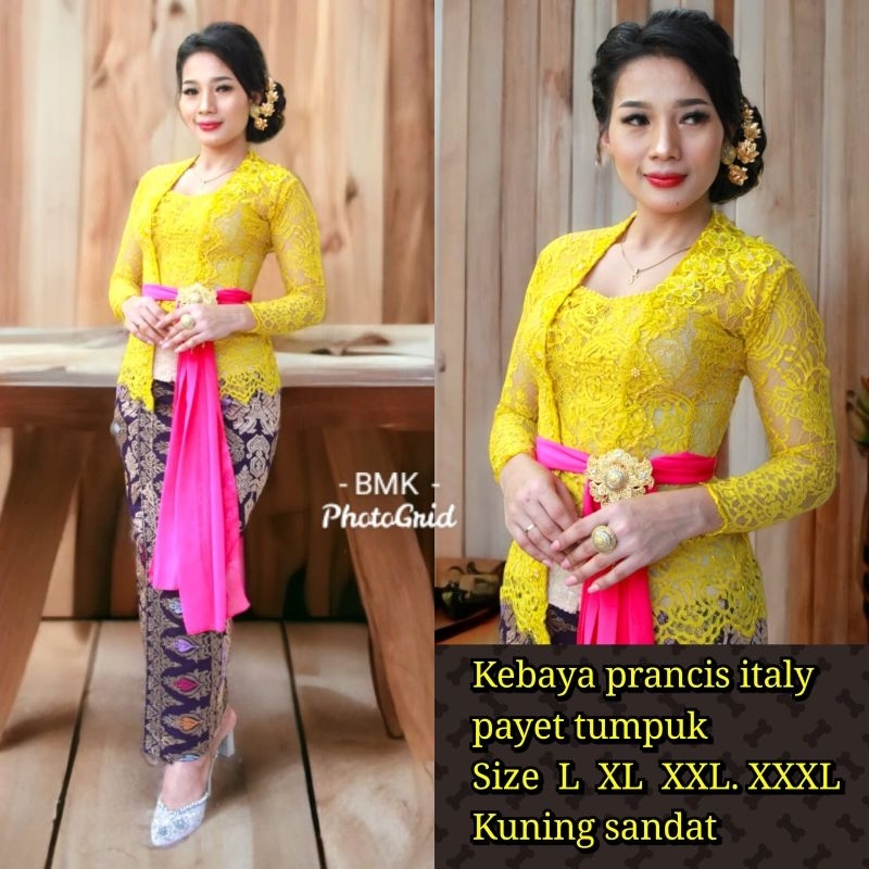 Kebaya Jadi Brokat Prancis Payet Tumpuk Lengan Panjang Terbaru
